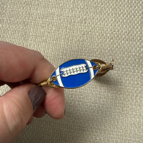 NEW Bourbon and Boweties The Football Bangle Bracelet in Blue Standard Size 8" - Picture 1 of 6